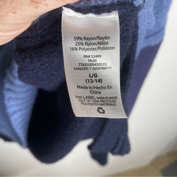 Time & TRU blue color blocked Mockneck knit sweater Large - Picture 4 of 6